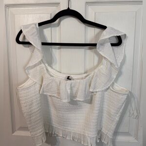 American Eagle Outfitters White Ruffle-Trim Camisole